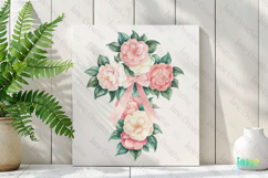 Spring Camellias Cross Coquette Bow Clipart Product Image 2