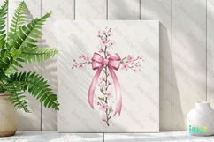 Spring Cherry Blossom Cross Coquette Bow Clipart Product Image 2