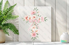 Spring Cosmos Cross Coquette Bow Clipart Product Image 2