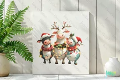 Christmas Group Of Cow Farm Animals Clipart Product Image 2