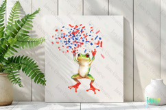 Cute Frog with Flag American Clipart Product Image 2