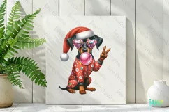 Groovy Christmas Dachshund Dog And Bubblegum Clipart Product Image 2