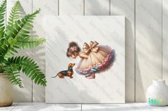 Little Girl With Dachshund Dog Clipart Product Image 2