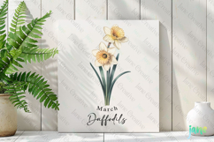 March - Watercolor Daffodils Birth Month Flower Clipart Product Image 2