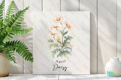 April - Watercolor Daisy Birth Month Flower Clipart Product Image 2