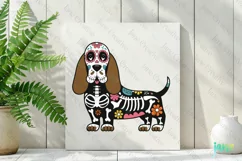 Basset Hound Day Of The Dead Dog Sublimation Clipart Product Image 2