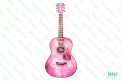 Pink Western Cowgirl Guitar Clipart Product Image 1