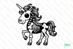 Skeleton Unicorn Sublimation Clipart Product Image 1