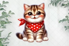 Cute Exotic Shorthair Cat Red Bandana Clipart Product Image 1
