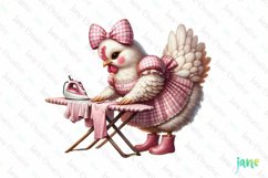 Pink Gingham Hen Mother’s Day Clipart Product Image 1