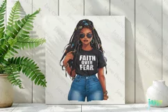 Black Girl Faith Over Fear Sublimation Clipart Product Image 2