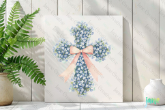 Spring Forget-me-nots Cross Coquette Bow Clipart Product Image 2