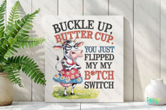 Buckle Up Butter Cup Funny Cow Sublimation Clipart Product Image 2