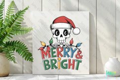 Merry And Bright Funny Skeleton Christmas PNG Product Image 2