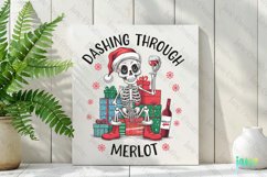 Dashing Through Merlot Funny Skeleton Christmas PNG Clipart Product Image 2
