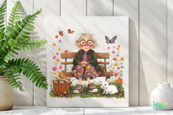 Gardening Grandma with Flowers PNG Clipart Product Image 2