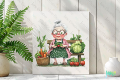 Gardening Grandma with Flowers PNG Clipart Product Image 2