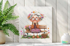 Gardening Grandma with Flowers PNG Clipart Product Image 2
