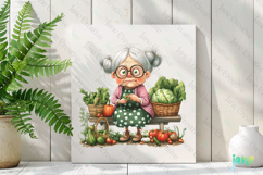 Gardening Grandma with Flowers PNG Clipart Product Image 2
