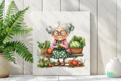 Gardening Grandma with Flowers PNG Clipart Product Image 2