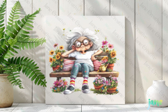 Gardening Grandma with Flowers PNG Clipart Product Image 2