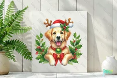 Christmas Golden Retriever Dog Peeking Clipart Product Image 3