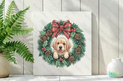 Golden Retriever Puppy Christmas Wreath Clipart Product Image 2