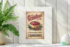 Grandma's Brand Cranberries Vintage Christmas Labels Clipart Product Image 2