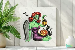 Halloween Vintage Pin-up Girl Clipart Product Image 2