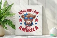 Animal Farm Highland Cow Bless America Clipart Product Image 2