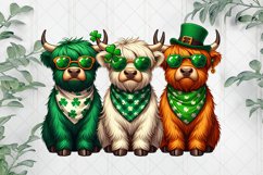 Patrick's Day Colorful Trio Highland Cow Product Image 1