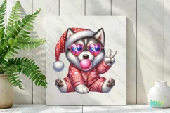Groovy Christmas Husky Sibir And Bubblegum Clipart Product Image 2