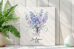 July - Watercolor Larkspur Birth Month Flower Clipart Product Image 2