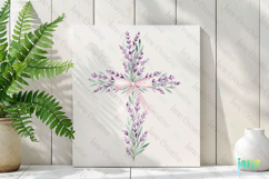 Spring Lavender Cross Coquette Bow Clipart Product Image 2