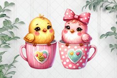 Cute Lovebird Couple In Cup Clipart Product Image 1