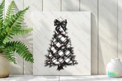 Luxury Plaid Black and White Christmas Clipart Product Image 2