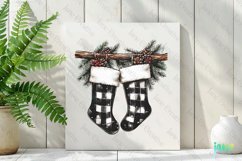 Luxury Plaid Black and White Christmas Clipart Product Image 2