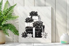Luxury Plaid Black and White Christmas Clipart Product Image 2