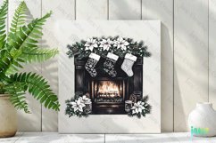 Luxury Plaid Black and White Christmas Clipart Product Image 2