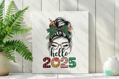 Hello 2025 Messy Bun Girl PNG Clipart Product Image 2