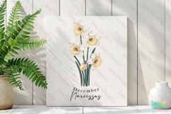 December - Watercolor Narcissus Birth Month Flower Clipart Product Image 2