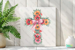 Spring Poppies Cross Coquette Bow Clipart Product Image 2