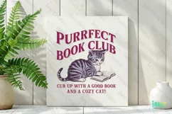 Purrfect Book Club Vintage Funny Cat Clipart Product Image 2