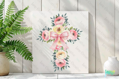 Spring Ranunculus Cross Coquette Bow Clipart Product Image 2