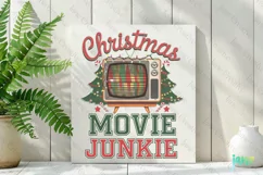 Retro Christmas Movie Junkie Sublimation PNG Product Image 2