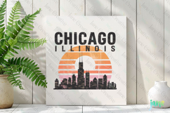 Chicago Illinois Retro Cityscape Sublimation Clipart Product Image 2