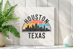 Houston Texas Retro Cityscape Sublimation Clipart Product Image 2
