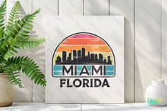 Miami Florida Retro Cityscape Sublimation Clipart Product Image 2