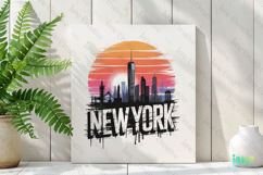 New York Retro Cityscape Sublimation Clipart Product Image 2
