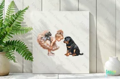 Little Girl With Rottweiler Dog Clipart Product Image 2